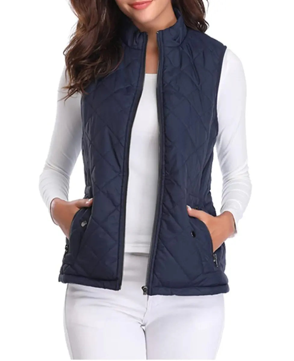 Chic women's quilted gilet, a lightweight and warm option for casual fall fashion.