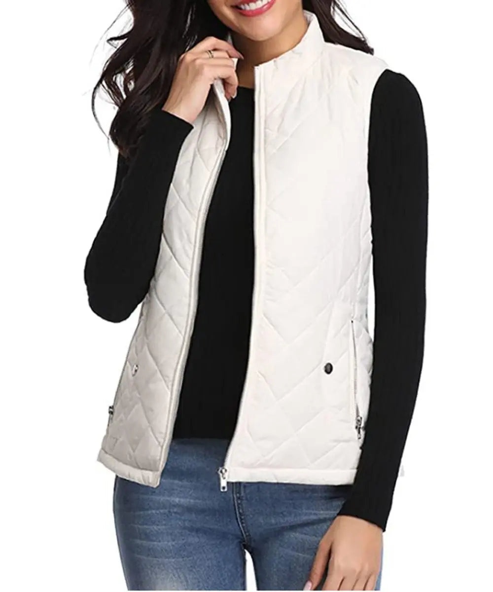 Comfortable women's lightweight puffer vest, excellent for outdoor activities & everyday style.