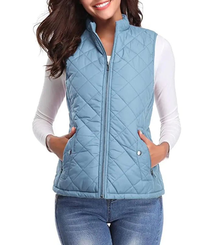 Sleeveless quilted vest for women, a lightweight outerwear essential for daily wear.