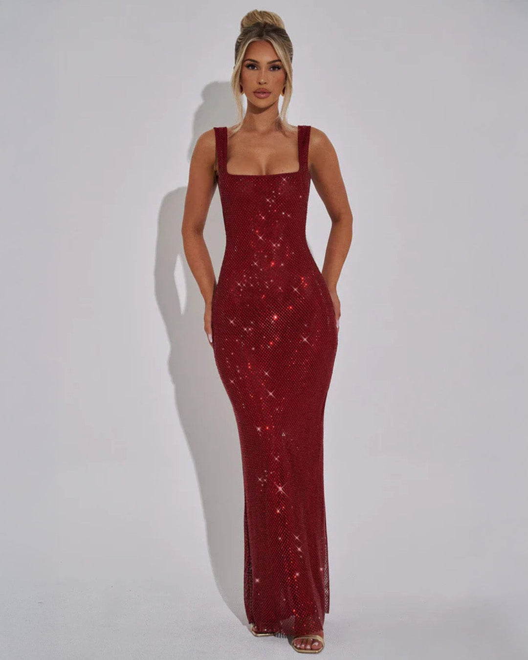 Women's radiant glamour embellished evening gown maxi dress