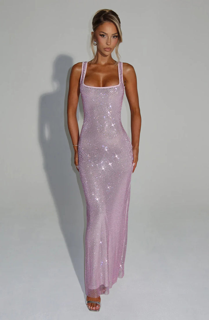 Strapless embellished formal maxi dress