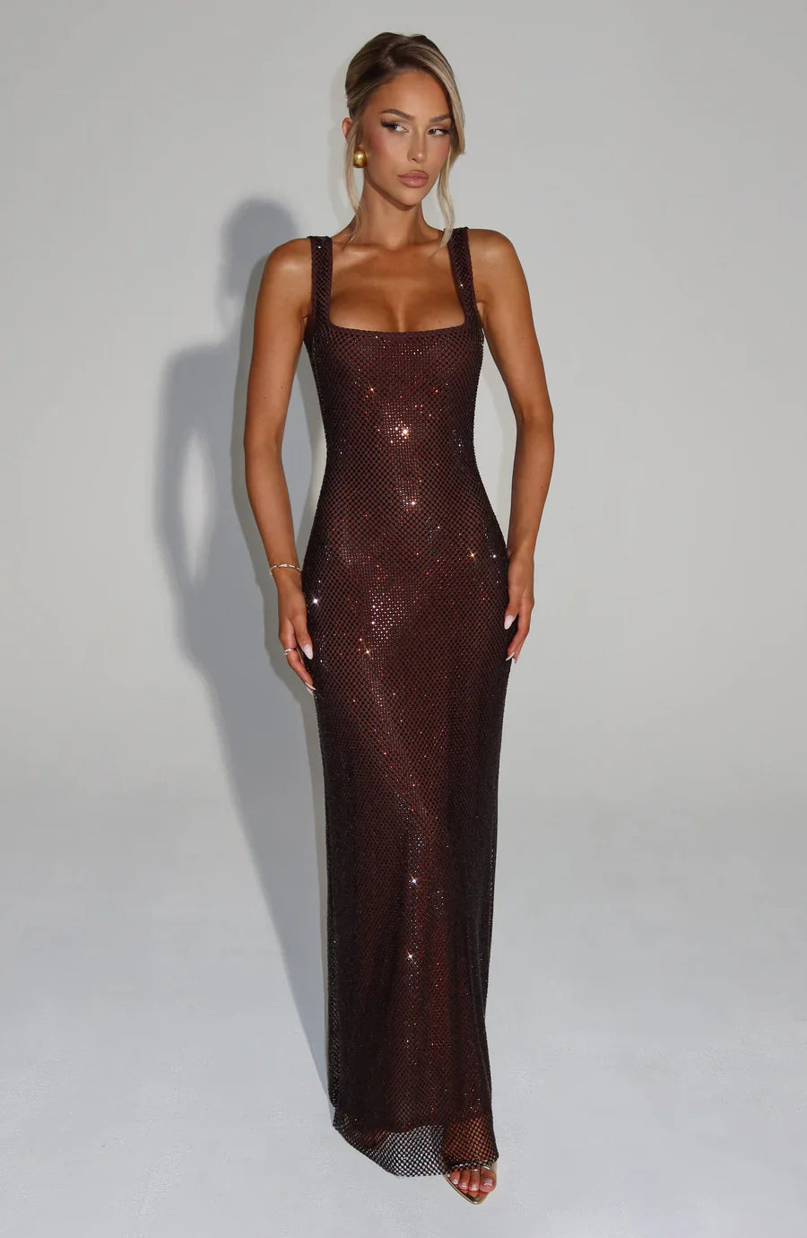 High-neck embellished formal dress for women