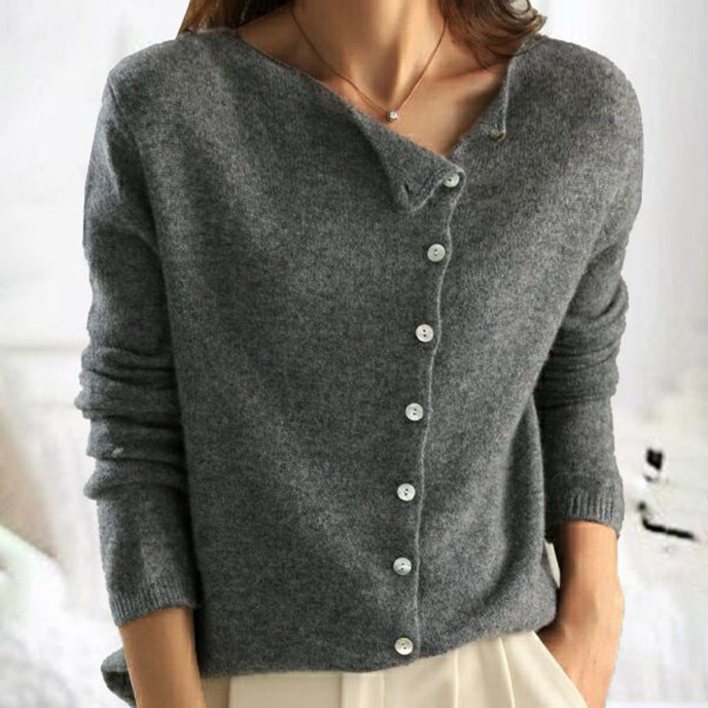 Women's relaxed fit button front cardigan, an essential layering piece for versatile autumn & spring outfits.