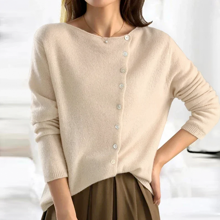 Chic women's relaxed fit button front cardigan, perfect for casual or modern versatile layering looks.