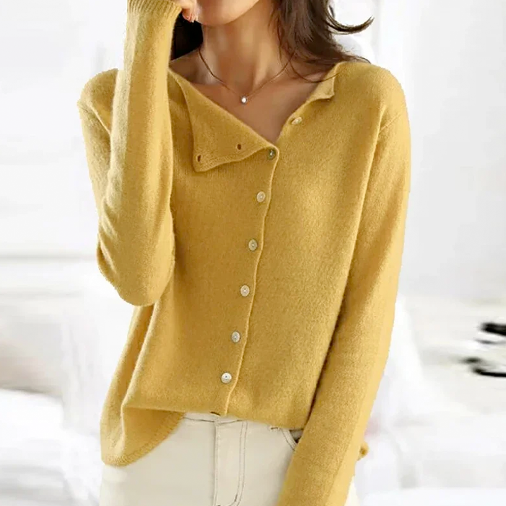 Soft women's button front cardigan in a relaxed fit. A cozy, essential layering piece for autumn & spring.