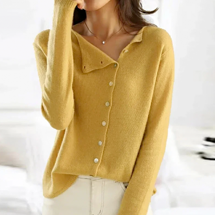Soft women's button front cardigan in a relaxed fit. A cozy, essential layering piece for autumn & spring.