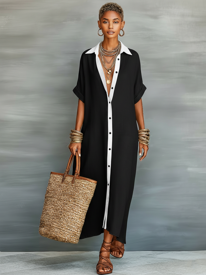 Stylish women's maxi shirt dress in a relaxed fit. Features a button-front for effortless casual wear.