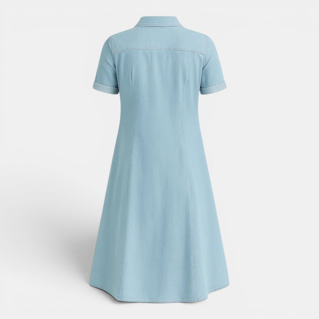 Full-button front women's midi shirt dress in a relaxed fit for versatile, effortless casual and everyday style.