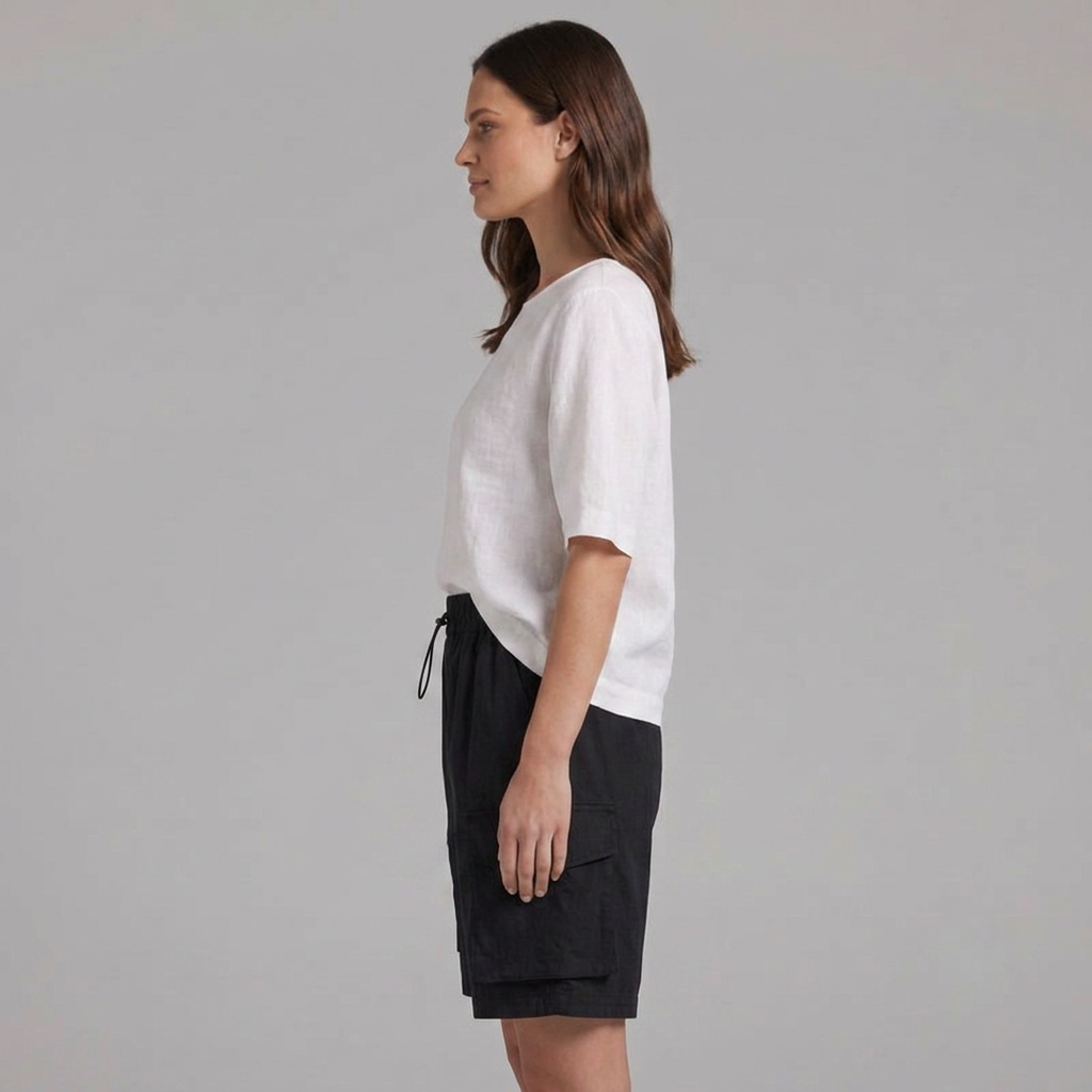 Women's utility cargo Bermuda shorts with practical pockets & a relaxed fit for casual style.