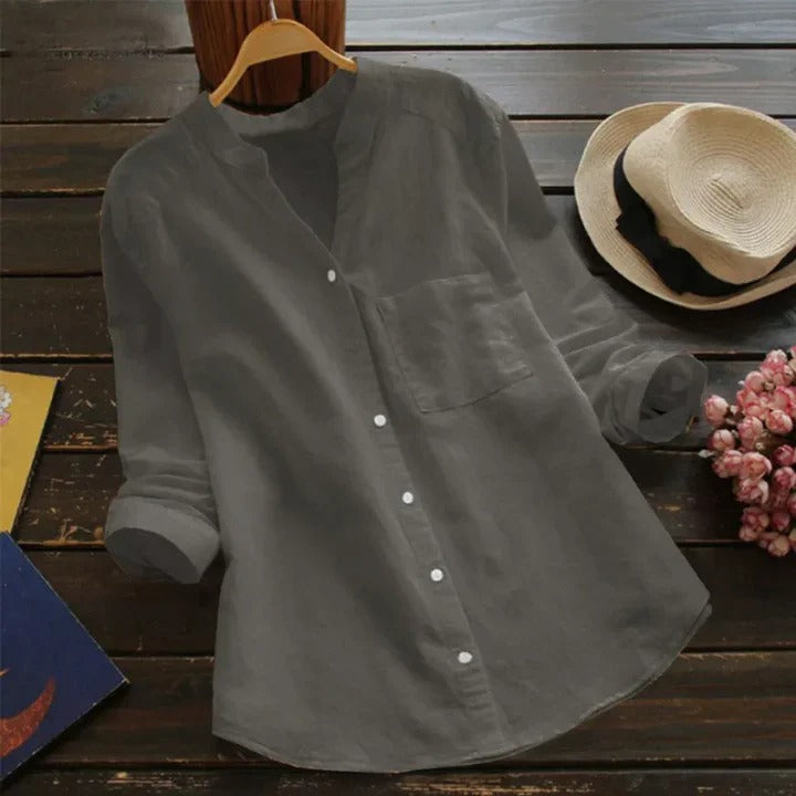 Relaxed fit women's casual shirt, great for spring, summer, and everyday versatile wear.