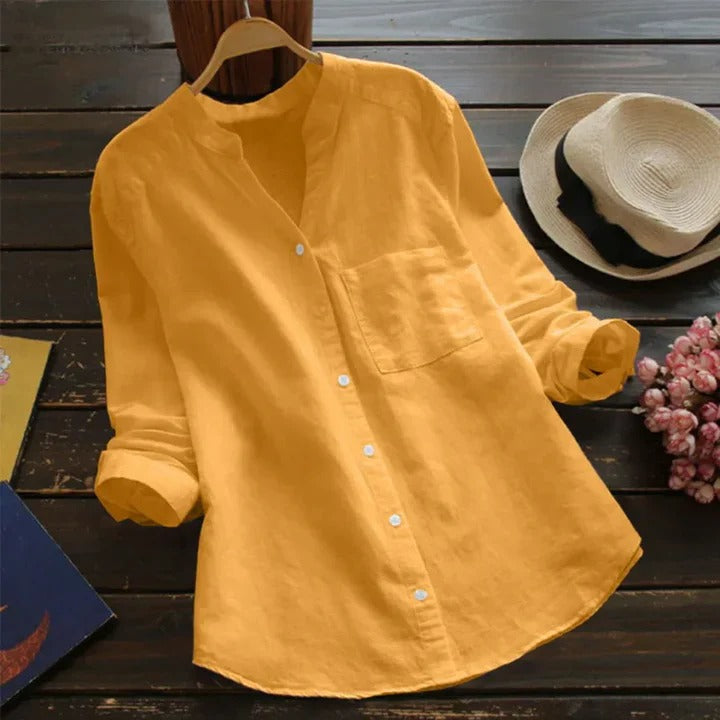 Women's long sleeve relaxed fit blouse, offering ultimate comfort and casual style for spring.