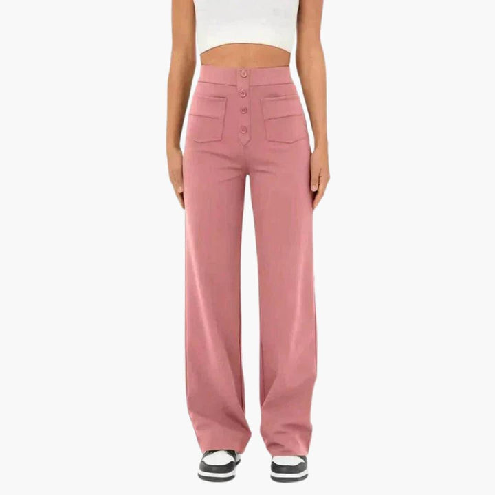 Stylish women's casual trousers with a relaxed straight leg fit and functional deep pockets.