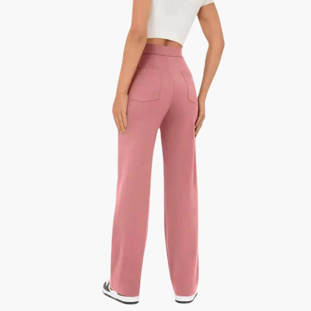Versatile women's straight leg casual pants, featuring an elastic waist for ultimate comfort.