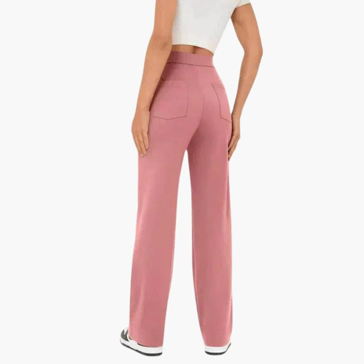 Versatile women's straight leg casual pants, featuring an elastic waist for ultimate comfort.