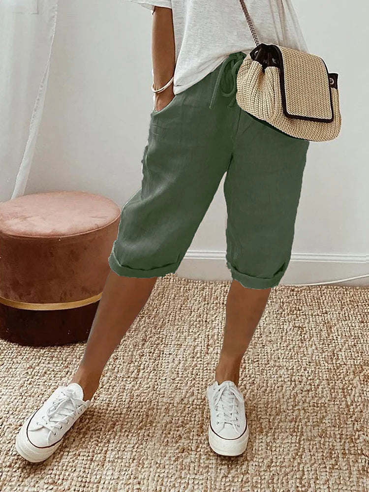 Comfortable women's relaxed fit cropped pants, great for summer fashion and relaxed warm-weather styling.