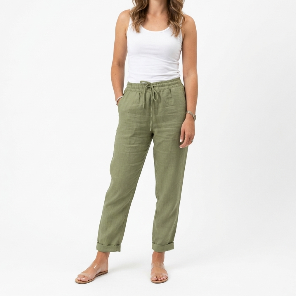 Effortless wide leg cropped trousers for women, elastic waist ensures comfort and a stylish summer look.