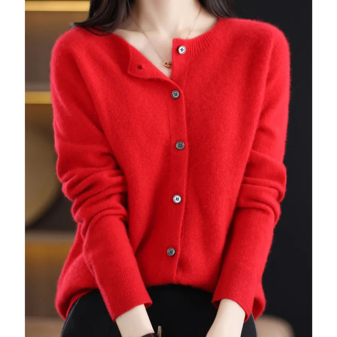 Fall fashion: Women's long sleeve ribbed cardigan, buttoned front. Effortless style.