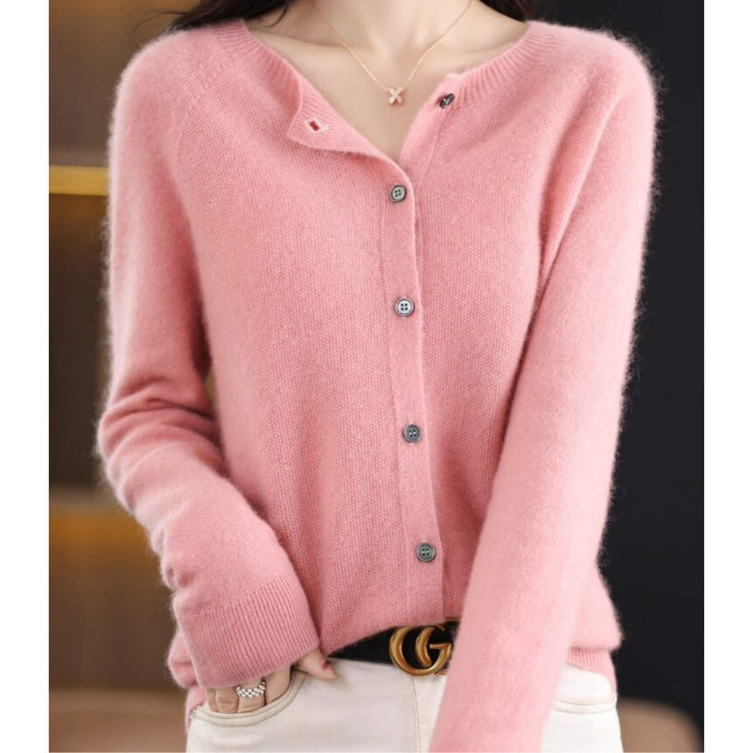 Versatile women's ribbed cardigan with button front. Easy layering for any season.