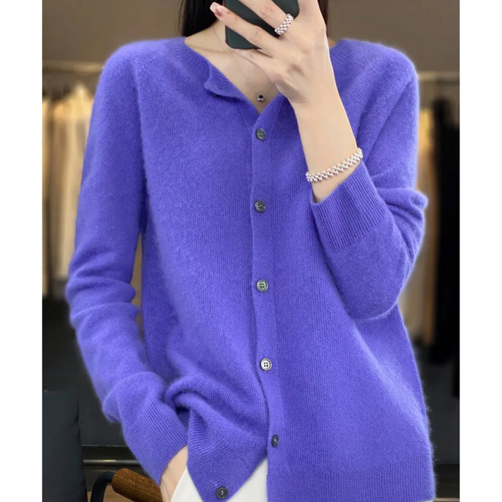 Chic women's relaxed fit ribbed cardigan. Long sleeve, buttoned front for casual wear.