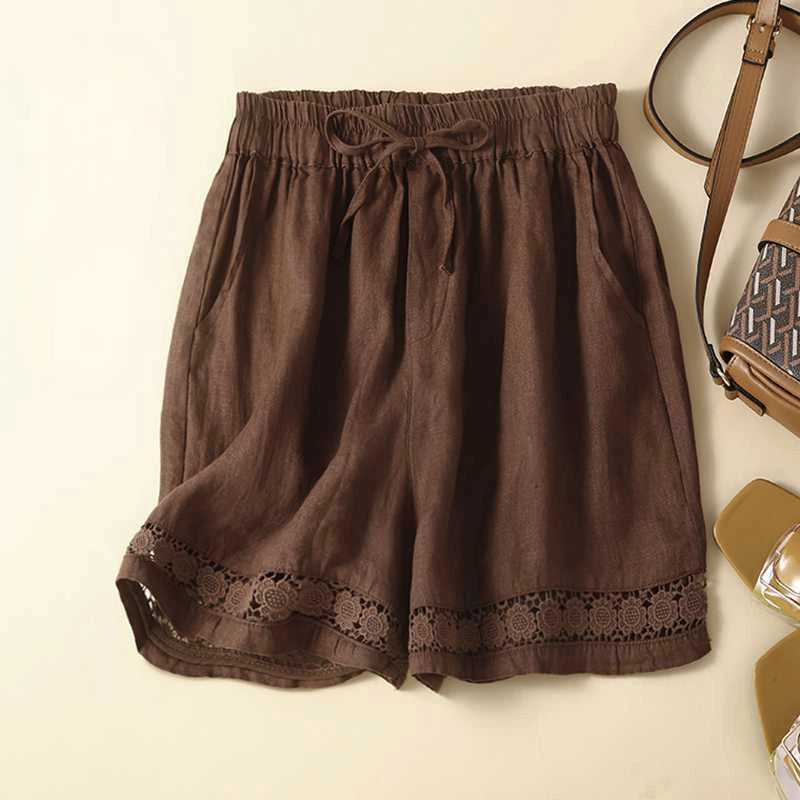 Casual women's summer shorts with relaxed fit, comfy elastic waist, and practical hip pockets.