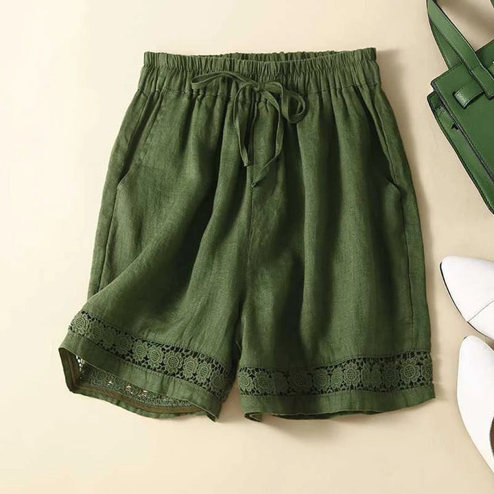 Women's relaxed fit shorts, elastic waist, drawstring, & trim. Great for comfy everyday summer style.