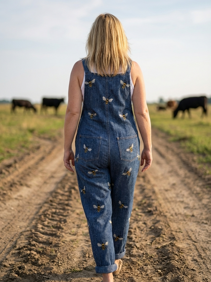 Comfortable women's relaxed fit strap jumpsuit. All-over print design, perfect for effortless casual summer outfits.