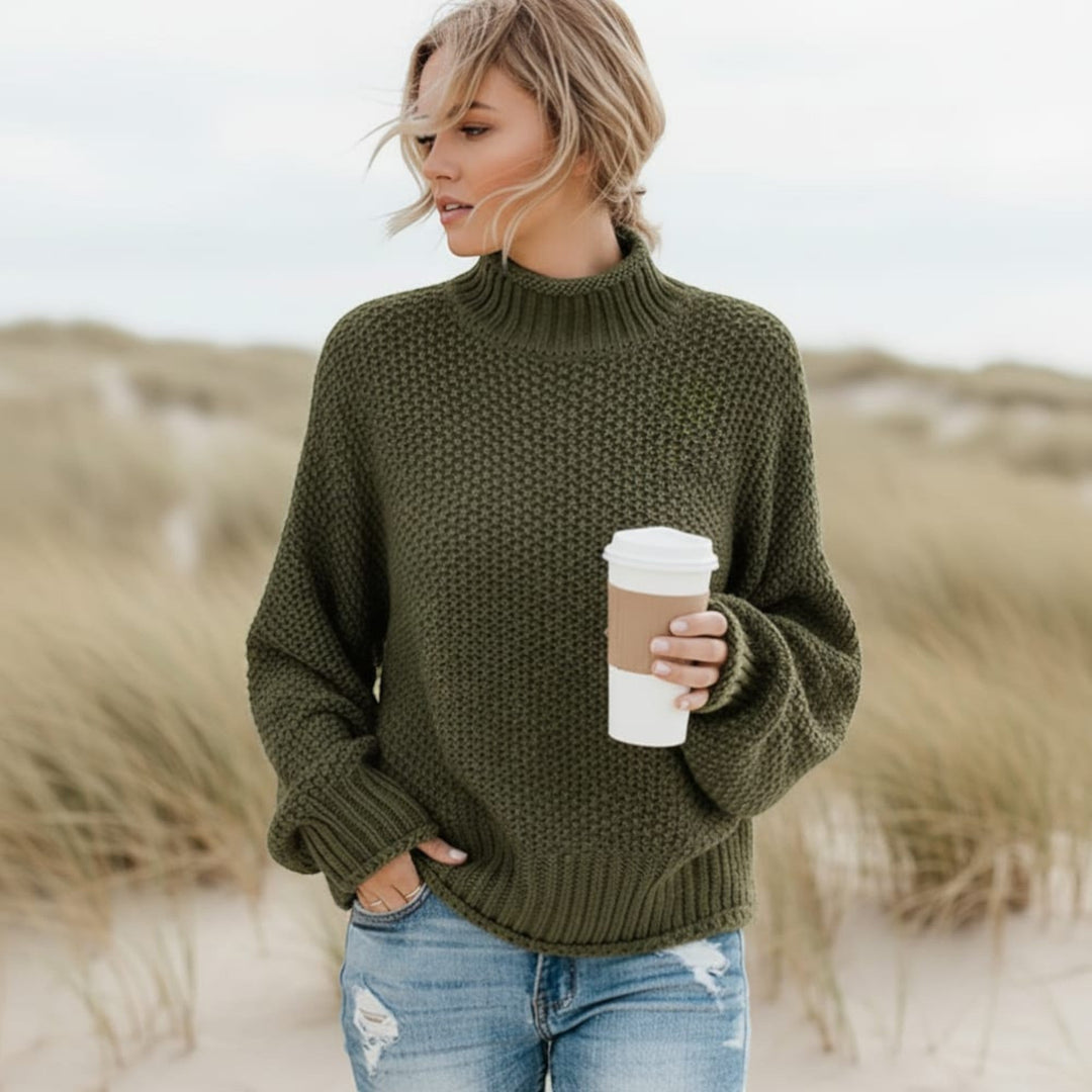 Comfortable women's relaxed fit turtleneck. Stylish pullover, great for fall casual wear.