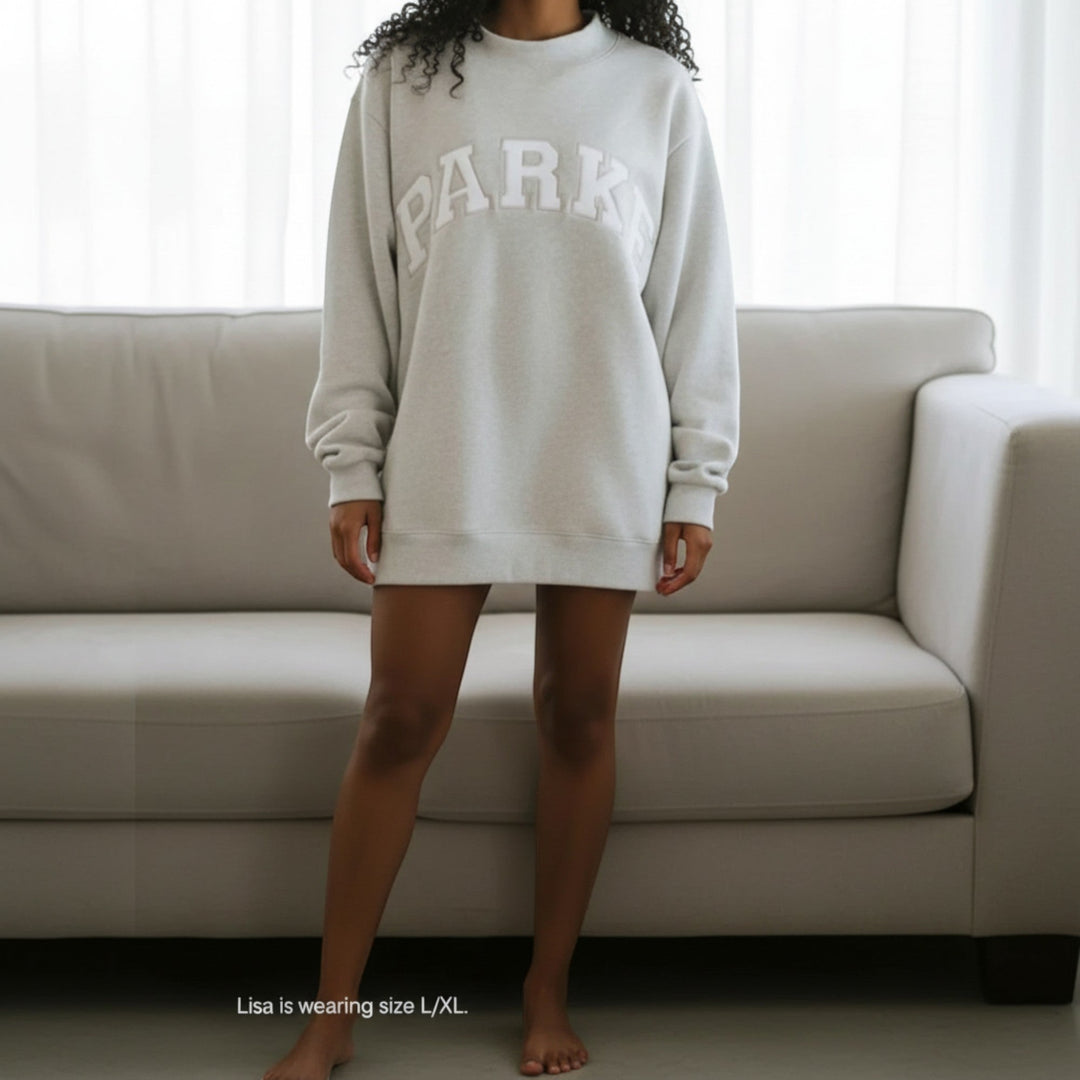 Women's oversized varsity pullover, relaxed fit for casual everyday wear.