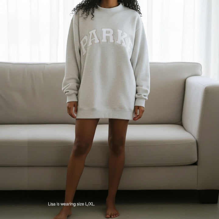 Women's oversized varsity pullover, relaxed fit for casual everyday wear.