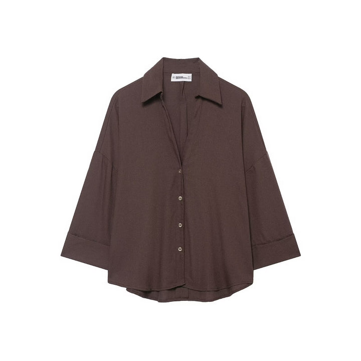 Women's versatile oversized button shirt, a relaxed fit casual blouse for everyday chic style.
