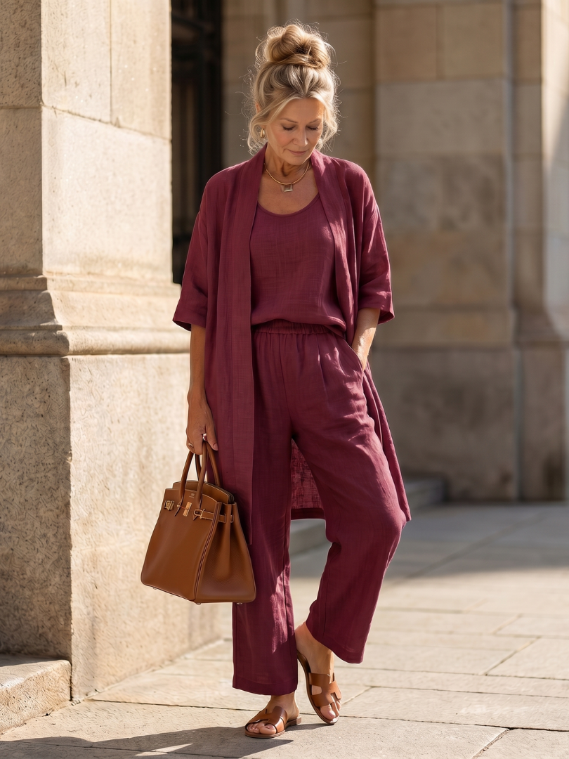 Relaxed fit three-piece pant set for women. Enjoy everyday fashion & ultimate comfort.