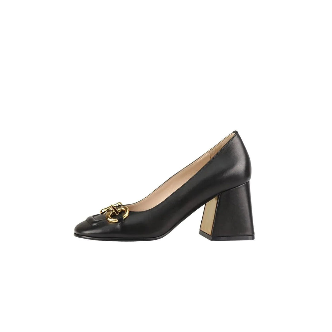 Stylish women's party shoes, retro high heels with buckle detail, perfect for elegant outfits.