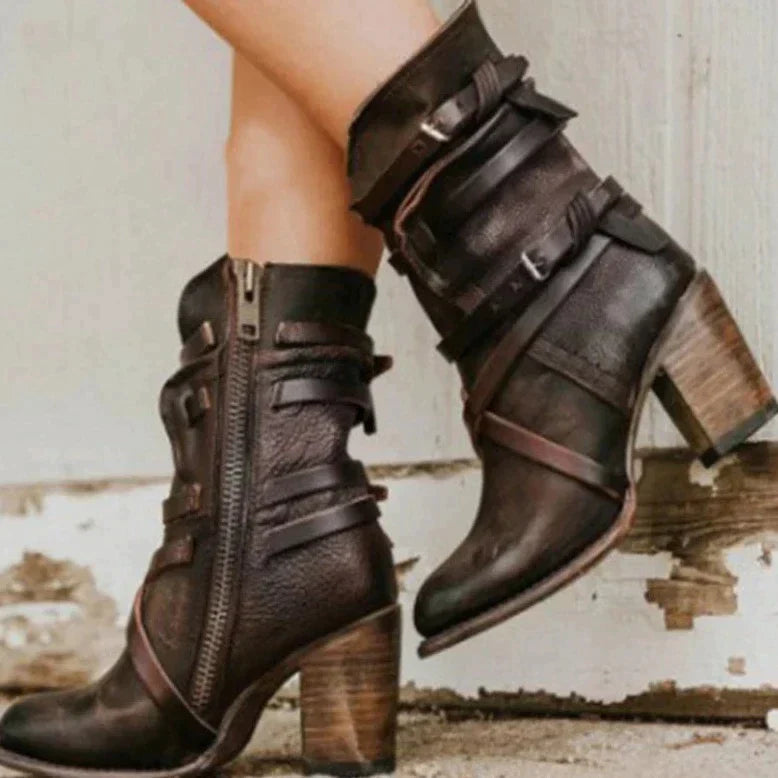 Stylish women's retro winter boots. Elegant design meets warm comfort, perfect cold weather footwear for women.
