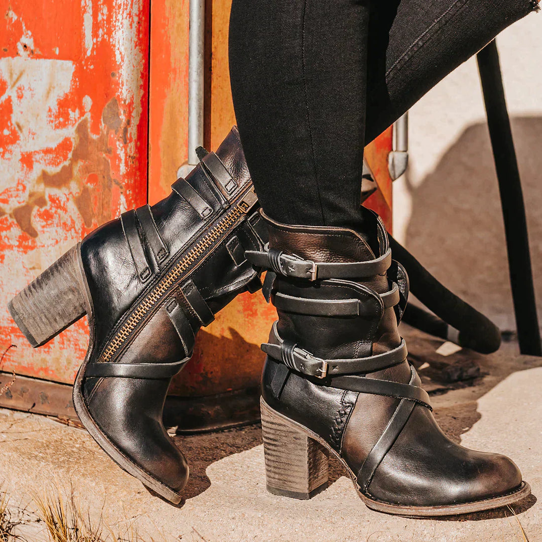 Women's warm retro winter boots. Comfortable and stylish casual footwear for everyday wear in cold weather.