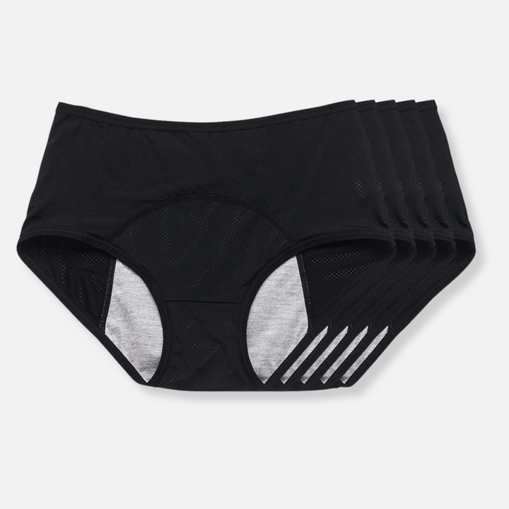 Female reusable leak-resistant protective briefs, discreet and comfortable incontinence underwear solution.