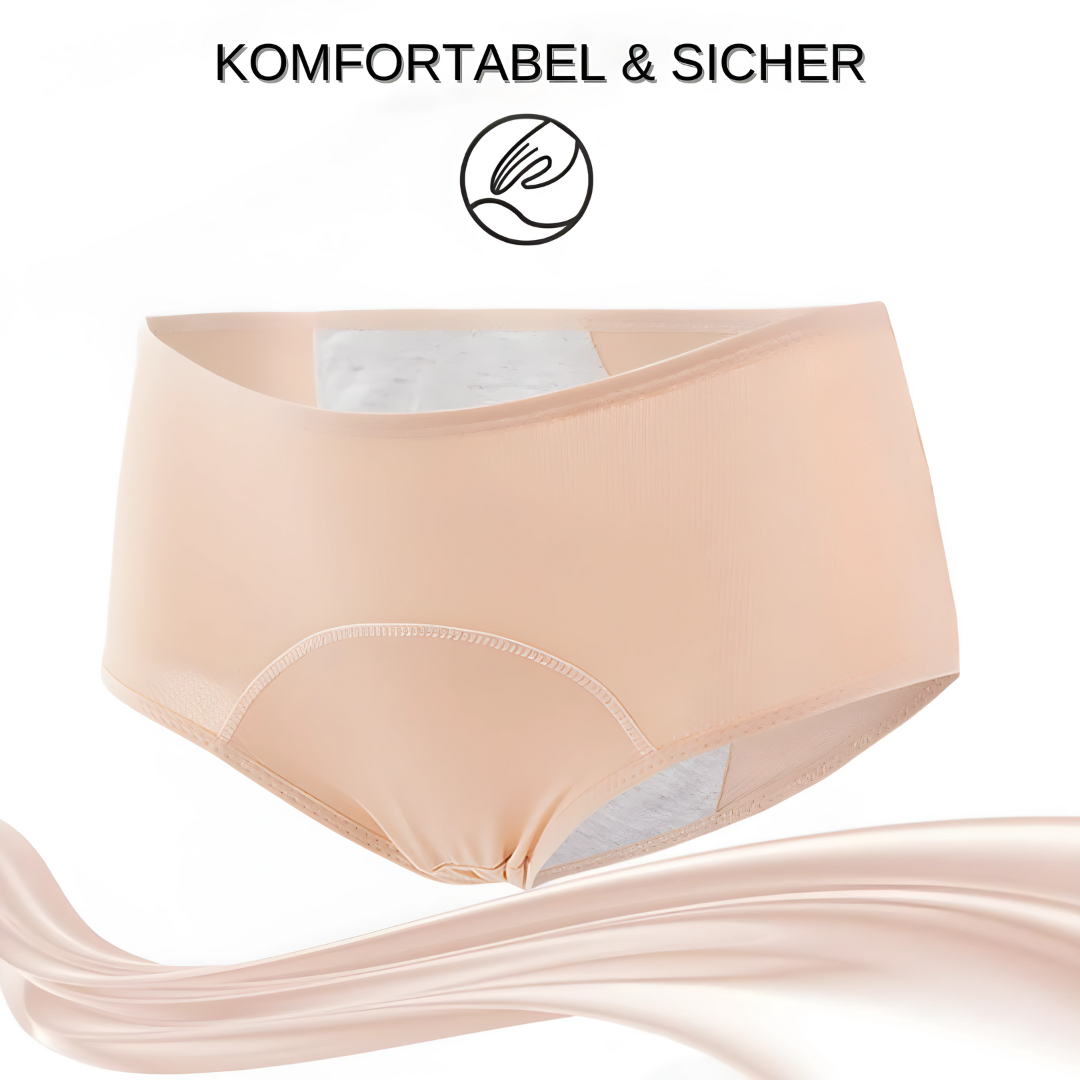 Stylish women's reusable leak-resistant briefs, modern design for discreet incontinence support.