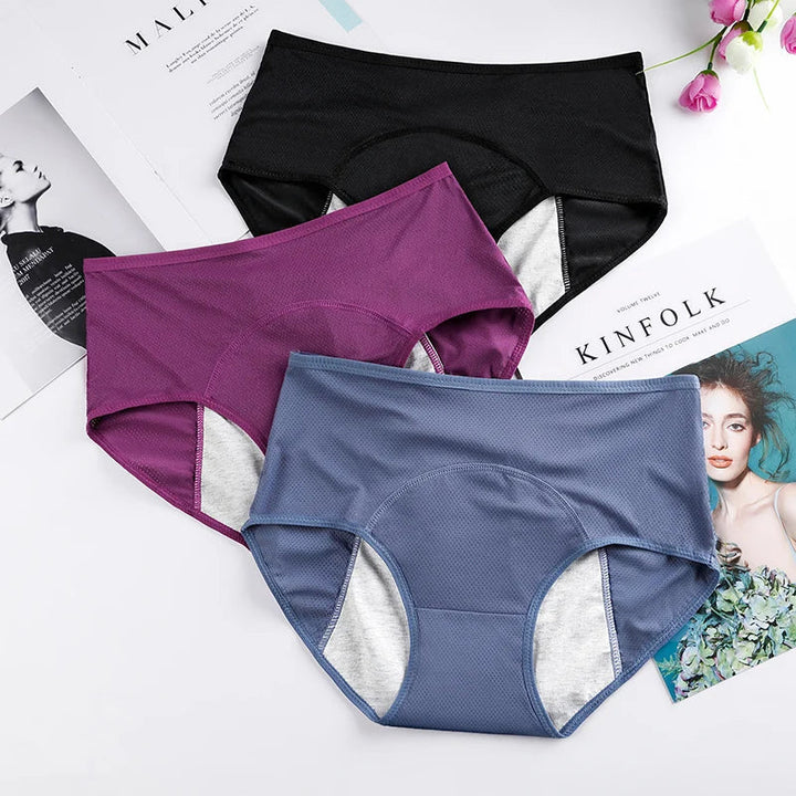 Everyday women's reusable protective briefs, leak-resistant for active lifestyles & light incontinence.