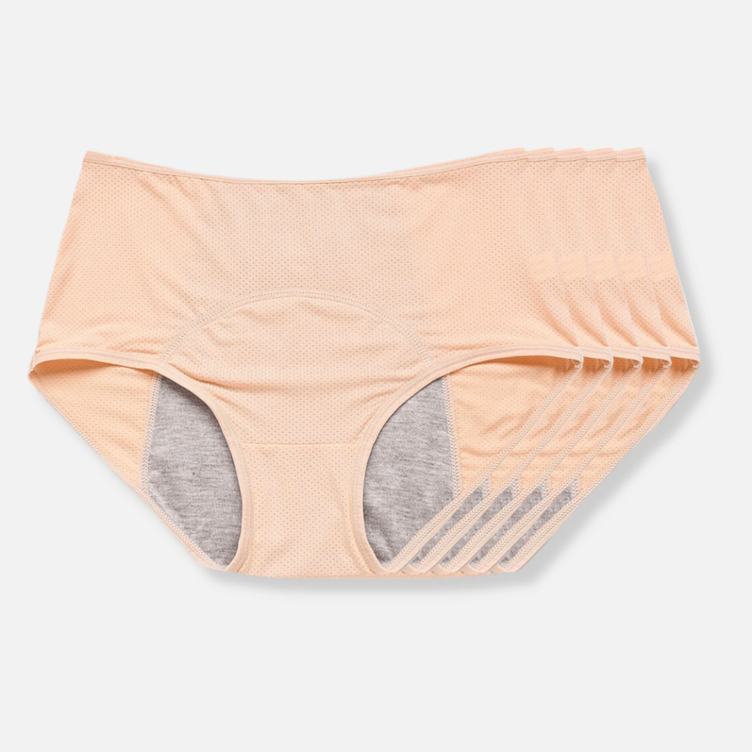 Absorbent women's protective underwear, reusable leak-resistant briefs for secure incontinence management.