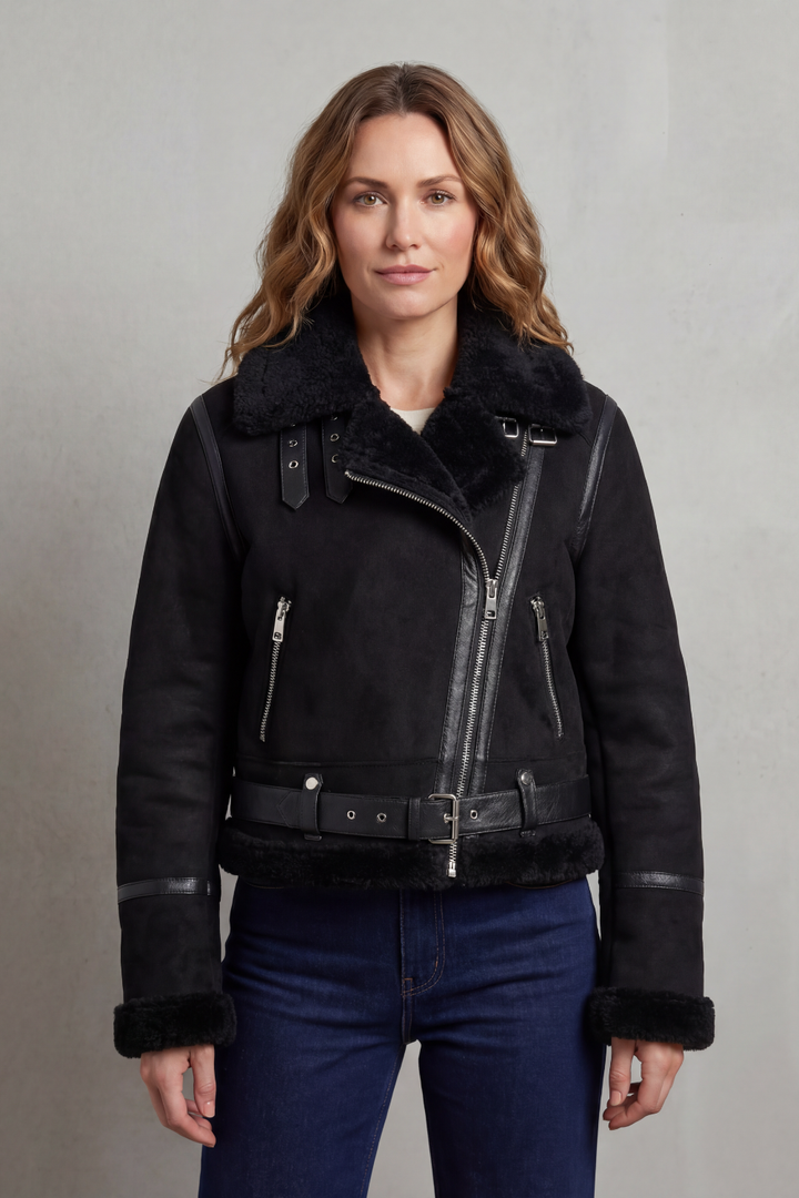 Embrace fall fashion with this women's reversible cropped aviator jacket.