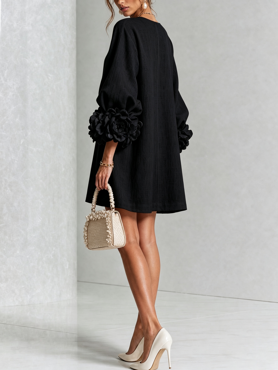 Casual spring long sleeve mini dress for women, perfect for weekend vibes.