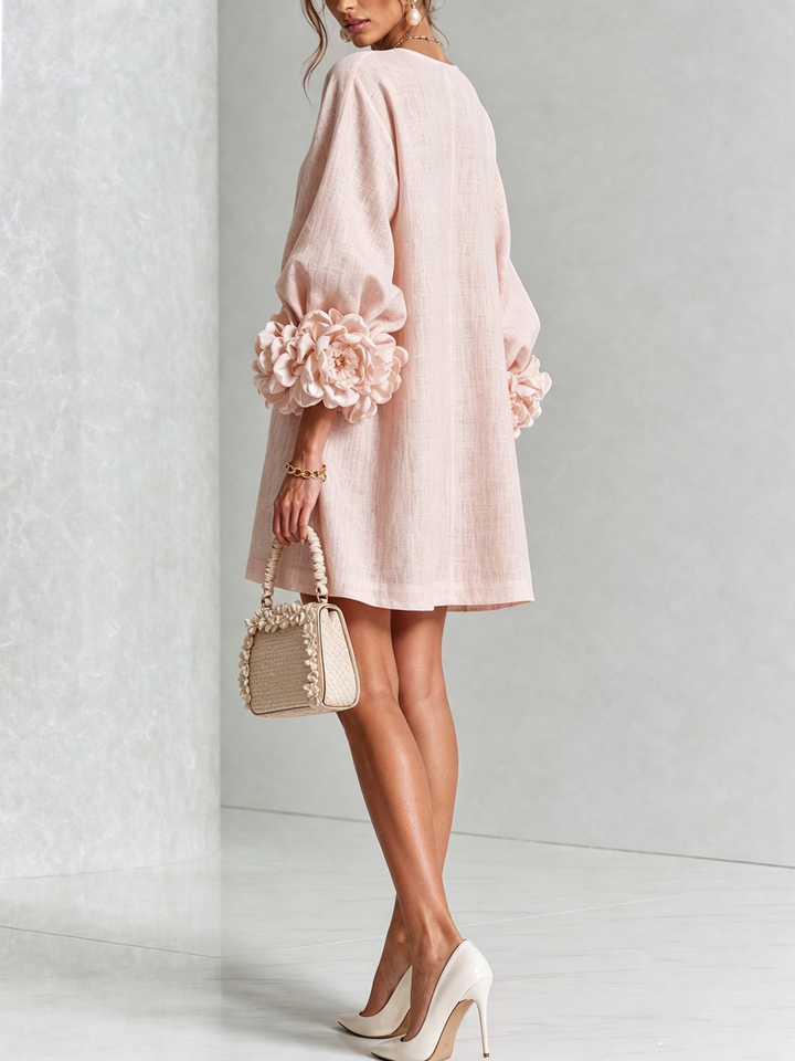 Stylish floral print long sleeve mini dress for women, fresh spring design.