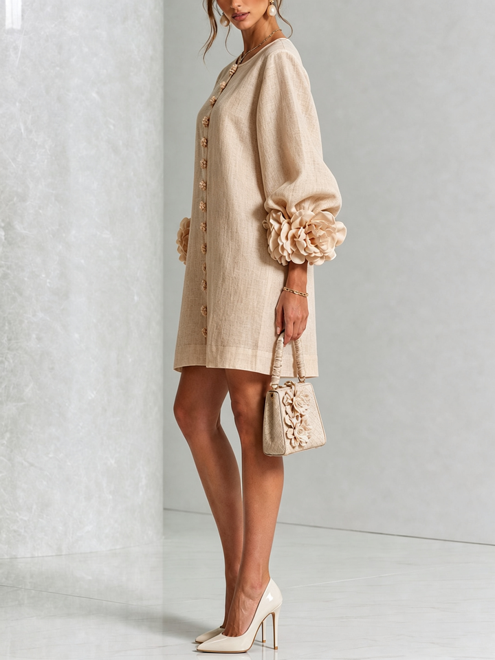 Spring essential long sleeve shift dress, women's fashion statement.