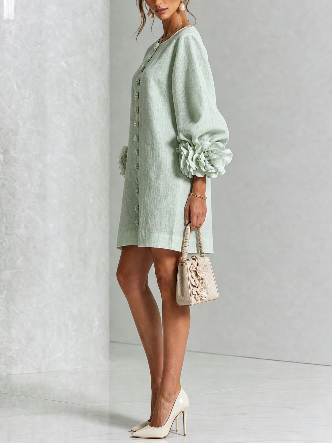 Stylish summer button-down mini dress, women's wardrobe staple.