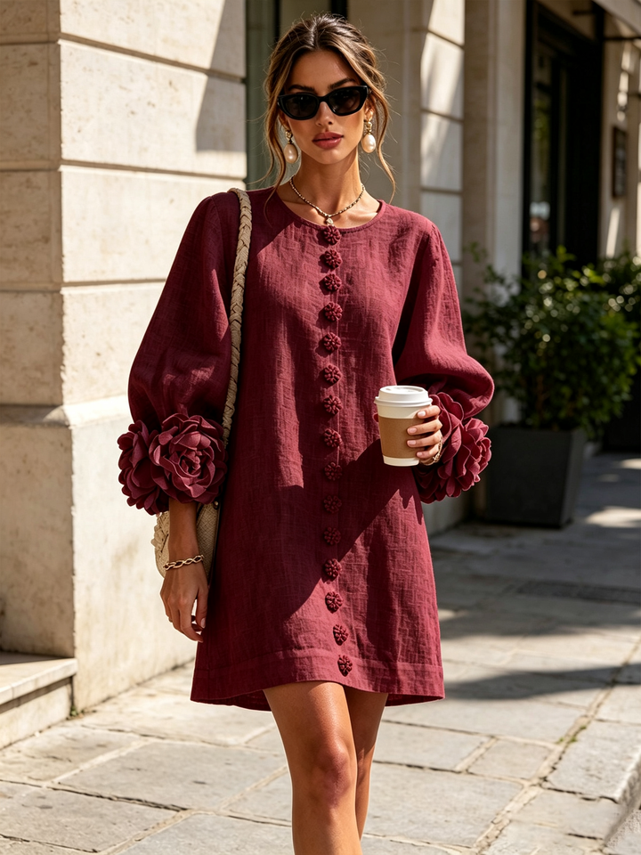 Versatile button-down long sleeve shift dress for casual spring looks.