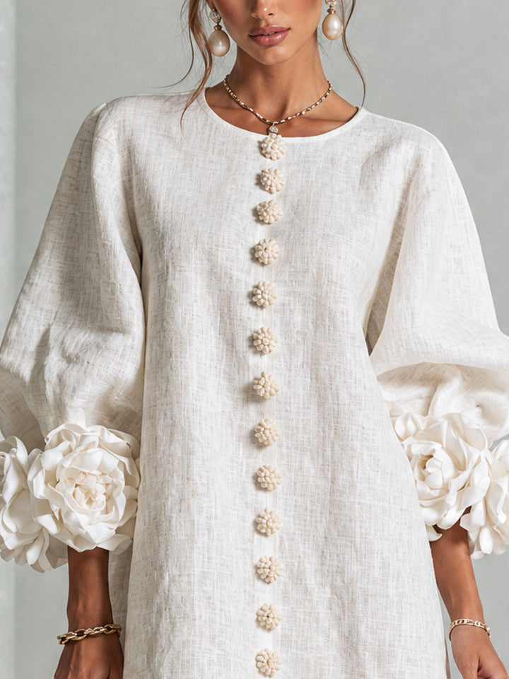 Summer women's long sleeve shift dress, comfortable & casual style.
