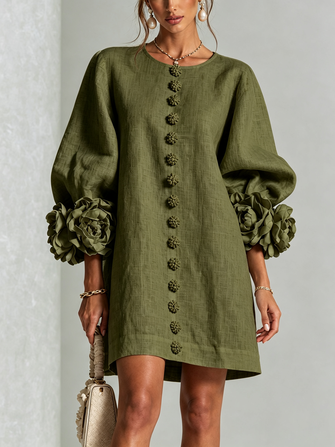 Versatile long sleeve mini dress, perfect for spring/summer outings.