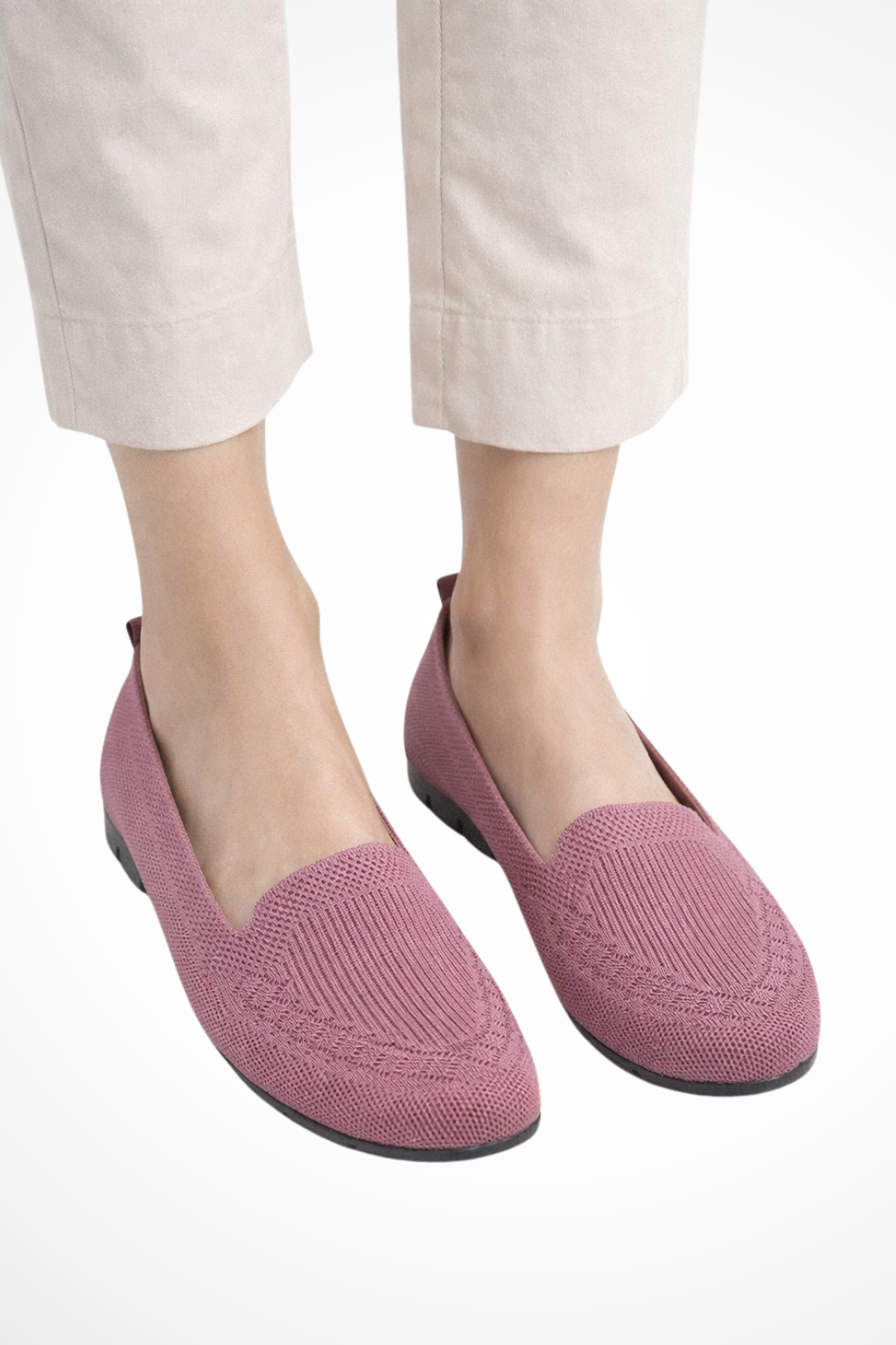 Fashionable red women's round toe slip-on flats, combining style with everyday comfort.