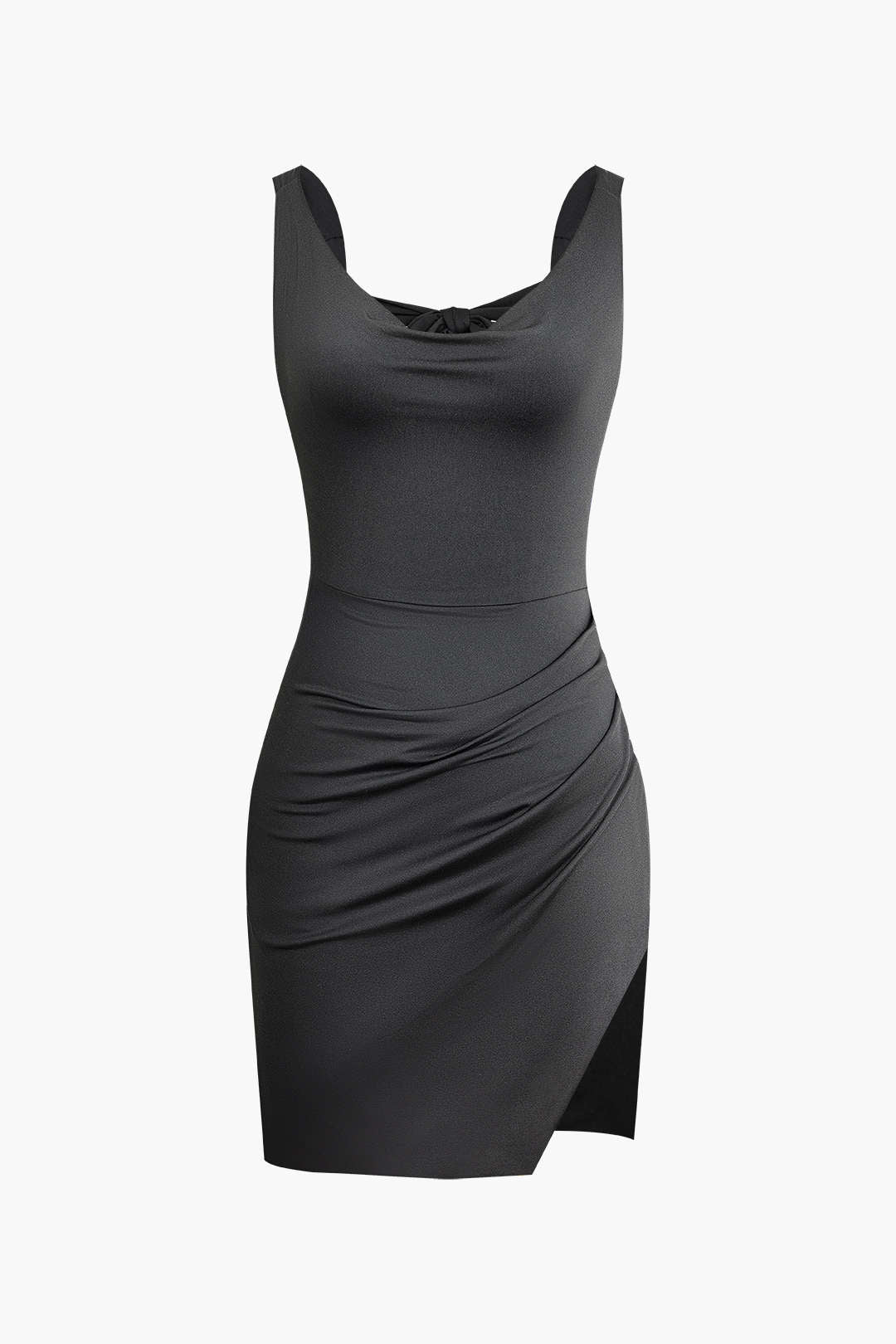 Elegant women's fitted bodycon mini dress with ruched details. Ideal sleeveless party & cocktail dress.