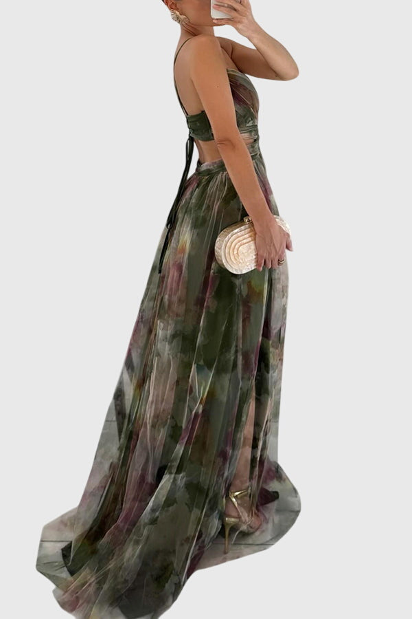 Versatile women's sleeveless maxi dress, ruched and flowy, great for various casual occasions.