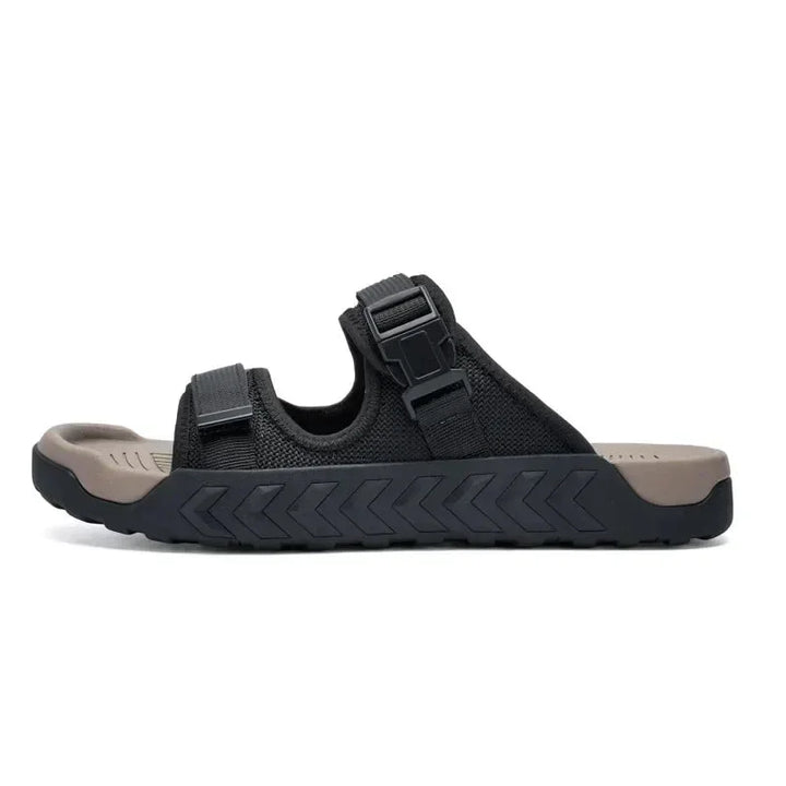 Stylish women's casual sandals with adjustable buckle straps, durable construction & comfortable sole.